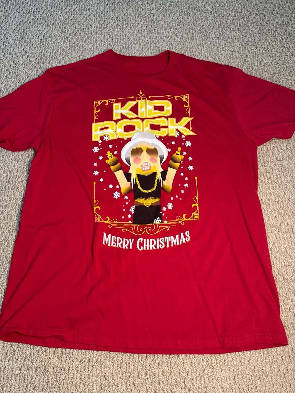 Kid Rock 'Crack Deez Nuts' Ugly Christmas Sweater T-shirt, Red, XXL